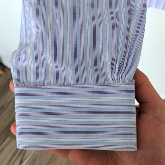 Brooks Brothers Dress Shirt Large Pinstripe Blue/white/purple, button down - Picture 4 of 6